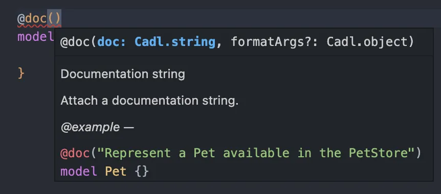 Illustration showing signature help in VS Code